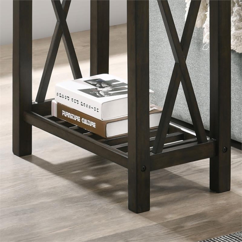 Bowery Hill Contemporary Wood Side Table in Dark Gray