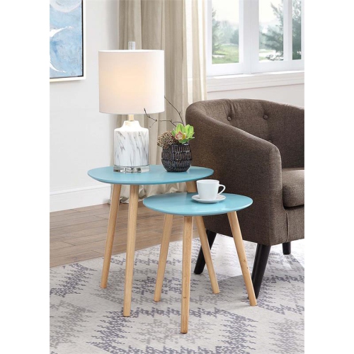 CONVENIENCE CONCEPTS  Oslo Nesting End Tables In Mint Green Wood Finish