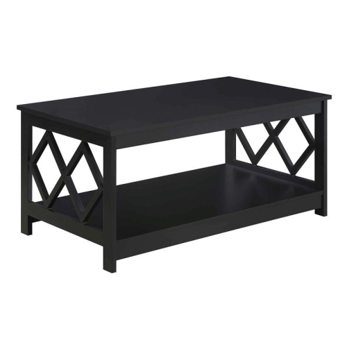 Convenience Concepts Diamond Wood Coffee Table in Black Wood Finish