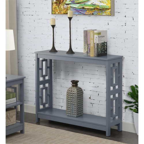 Convenience Concepts Town Square Console Table with Shelf in Gray Wood Finish