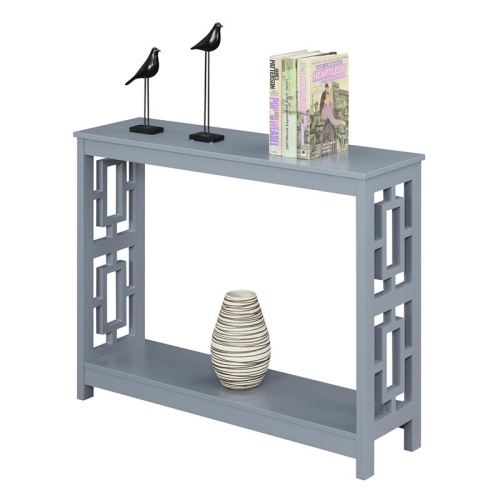 Convenience Concepts Town Square Console Table with Shelf in Gray Wood Finish