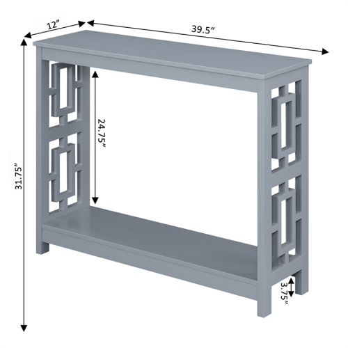Convenience Concepts Town Square Console Table with Shelf in Gray Wood Finish