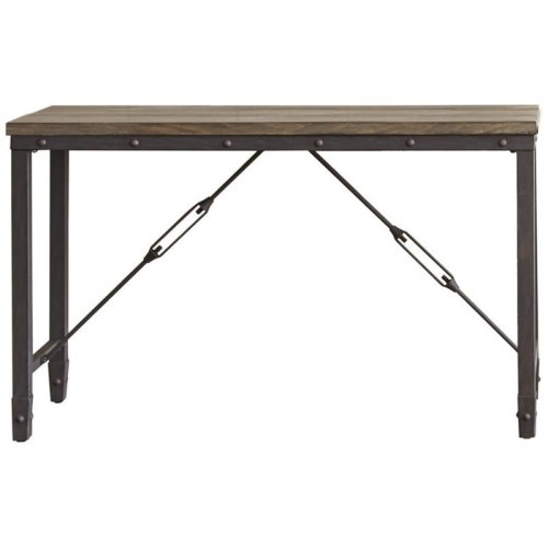 Pemberly Row Industrial Industrial Console Table in Antique Tobacco Brown