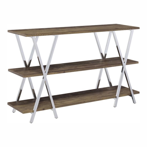 FURNITURE OF AMERICA  Barrickson Wood Small 3-Shelf Console Table In Dark Oak