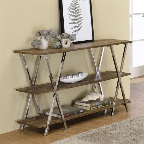 Furniture of America Barrickson Wood Small 3-Shelf Console Table in Dark Oak