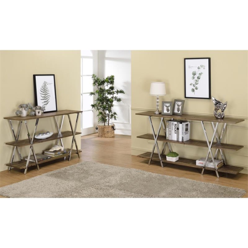 Furniture of America Barrickson Wood Small 3-Shelf Console Table in Dark Oak