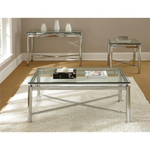 STEVE SILVER COMPANY Steve Silver Nova Contemporary Glass Top And Chrome Base End Table