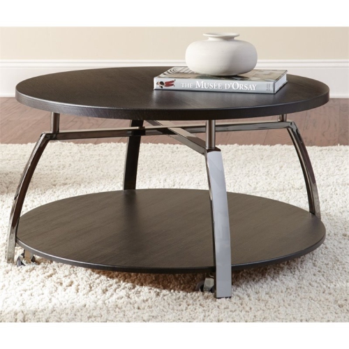 BOWERY HILL  Round Coffee Table In Black Nickel