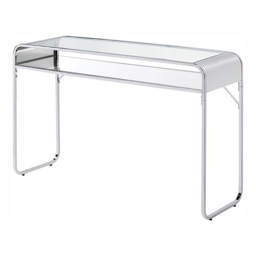 Table de console contemporaine avec dessus en verre Furniture of America Mexiller, chrome