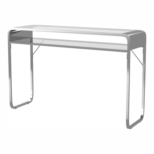Table de console contemporaine avec dessus en verre Furniture of America Mexiller, chrome