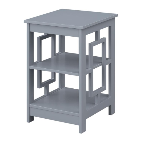 Convenience Concepts Town Square End Table with Shelves in Gray Wood Finish