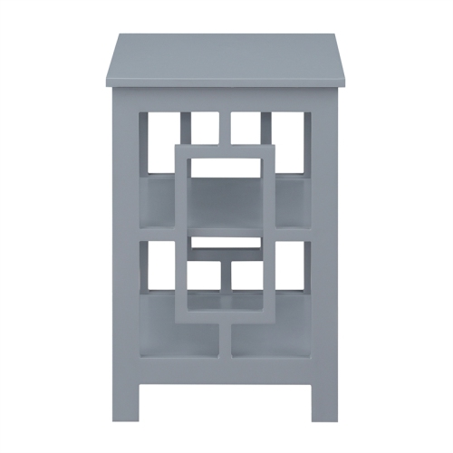 Convenience Concepts Town Square End Table with Shelves in Gray Wood Finish