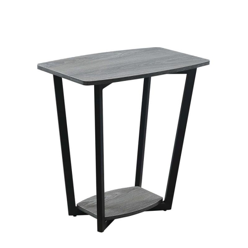 CONVENIENCE CONCEPTS  Graystone End Table In Gray Wood Finish And Black Metal