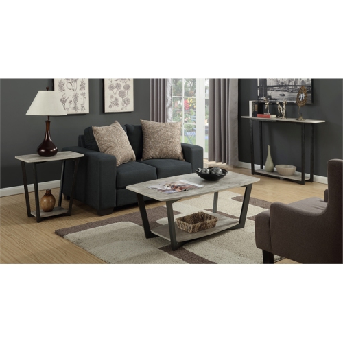 Convenience Concepts Graystone End Table in Gray Wood Finish and Black Metal