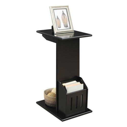 Convenience Concepts Designs2Go Abby Magazine C End Table in Black Wood Finish