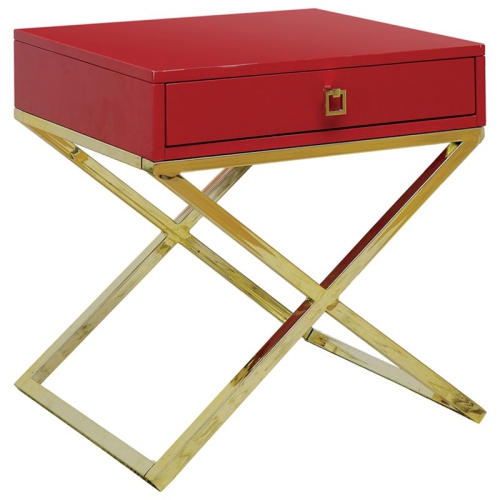 FURNITURE OF AMERICA  Ira Contemporary Wood 1-Drawer End Table In In Red