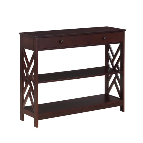 Convenience Concepts Titan One-Drawer Console Table with Shelves- Espresso Wood