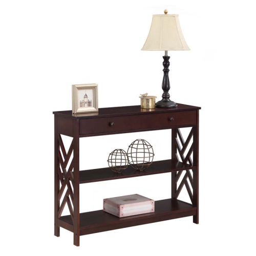 Convenience Concepts Titan One-Drawer Console Table with Shelves- Espresso Wood