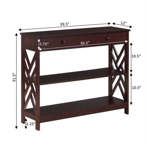 Convenience Concepts Titan One-Drawer Console Table with Shelves- Espresso Wood