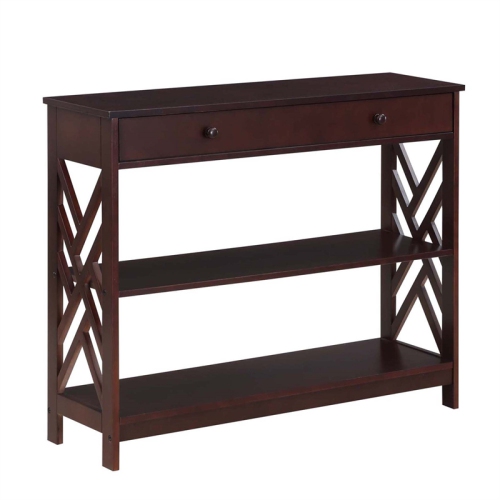 Convenience Concepts Titan One-Drawer Console Table with Shelves- Espresso Wood