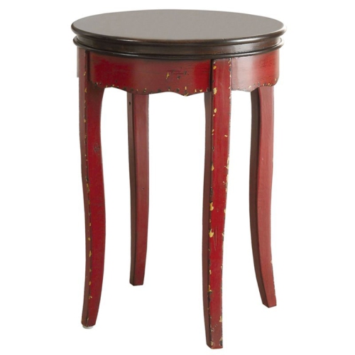 FURNITURE OF AMERICA  Nya Vintage Wood Round End Table In Red