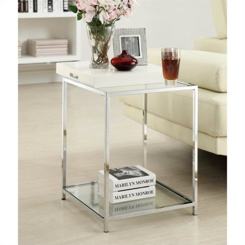 PEMBERLY ROW  Glass End Table In In White