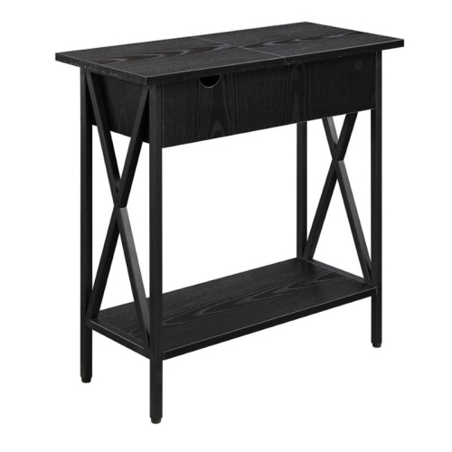 Pemberly Row Electric Flip Top Table in Black Wood Finish