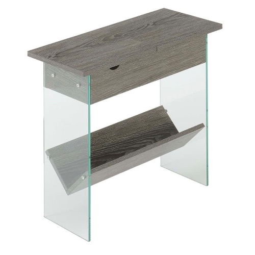 CONVENIENCE CONCEPTS  Soho Electric Flip Top End Table In Wood Finish In Gray