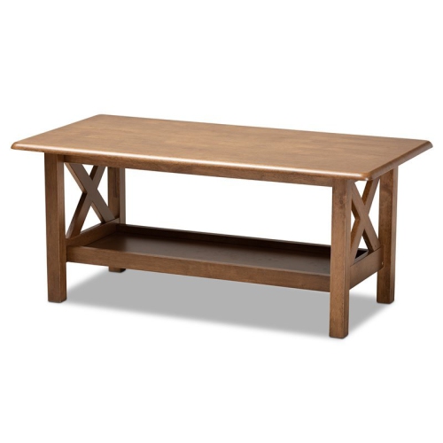 BOWERY HILL  Transitional Walnut Brown Finished Rectangular Wood Coffee Table