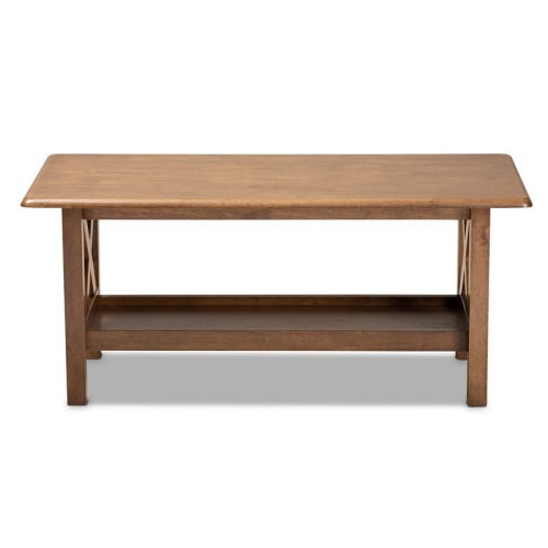 Bowery Hill Transitional Walnut Brown Finished Rectangular Wood Coffee Table