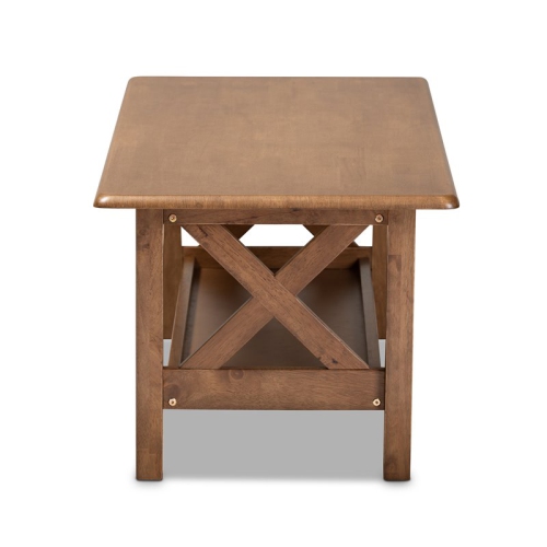 Bowery Hill Transitional Walnut Brown Finished Rectangular Wood Coffee Table