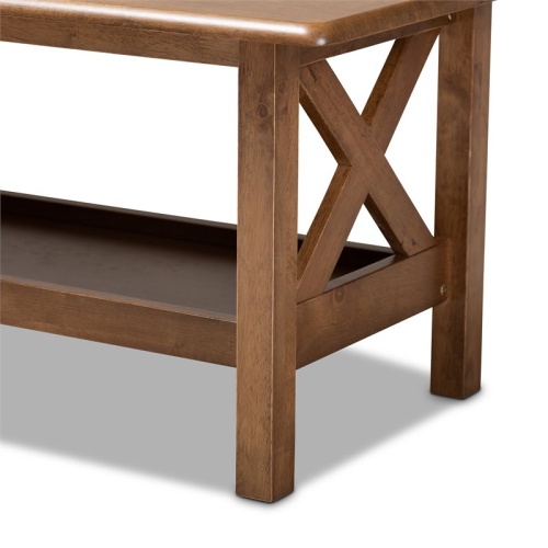 Bowery Hill Transitional Walnut Brown Finished Rectangular Wood Coffee Table