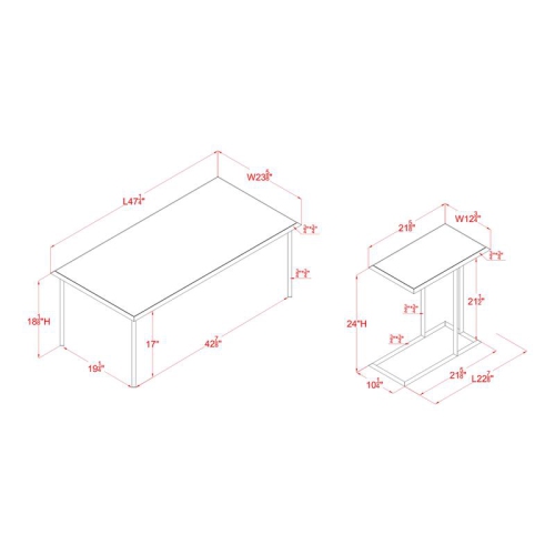 Furniture of America Onnah Contemporary Metal 2-Piece Coffee Table Set in White
