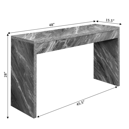 Convenience Concepts Northfield Hall Console Table/Desk in Gray Faux Marble Wood