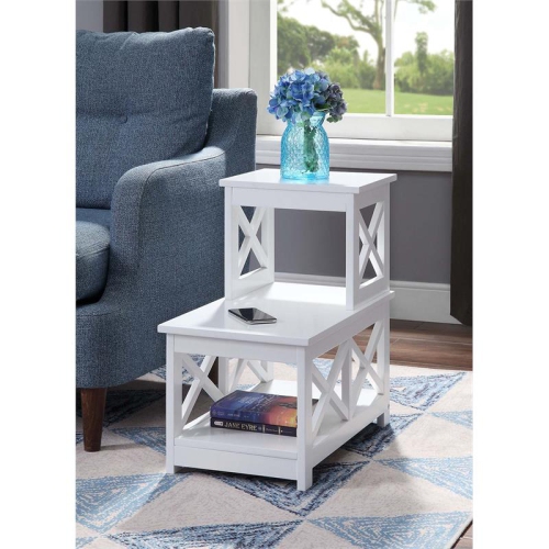 Convenience Concepts Oxford Two-Step Accent End Table in White Wood Finish