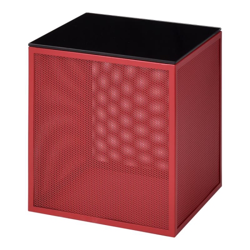 FURNITURE OF AMERICA  Kelforia Contemporary Glass Top Side Table In In Red