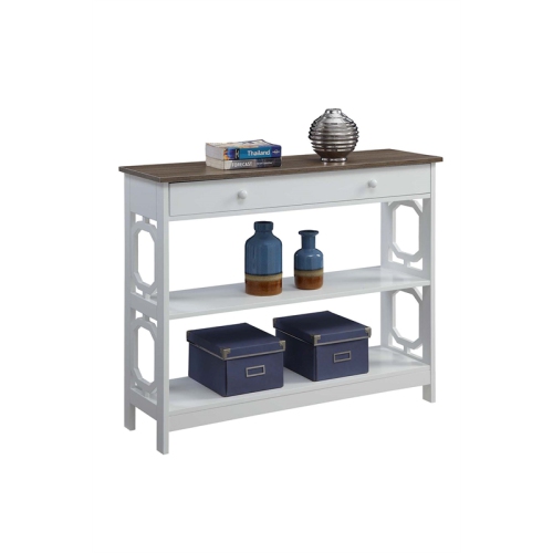 Pemberly Row Contemporary One-Drawer Console Table in Espresso and White Wood