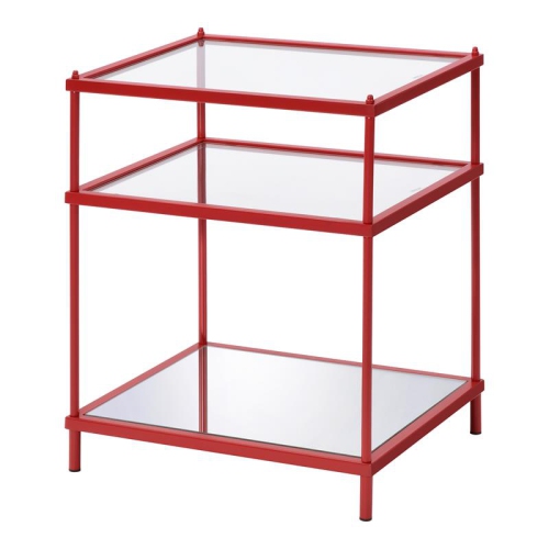 Furniture of America Mendry Contemporary Metal 2-Shelf Side Table in Red