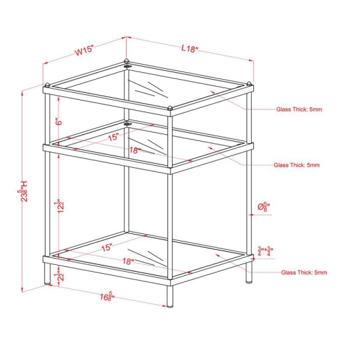 Furniture of America Mendry Contemporary Metal 2-Shelf Side Table in Red