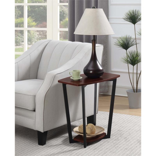 CONVENIENCE CONCEPTS  Graystone End Table In Cherry Wood Finish And Black Metal