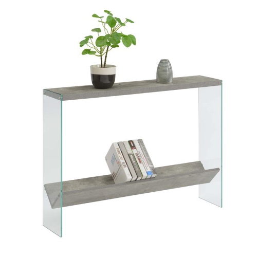 Convenience Concepts SoHo V Console Table with Shelf in Light Gray Wood Finish