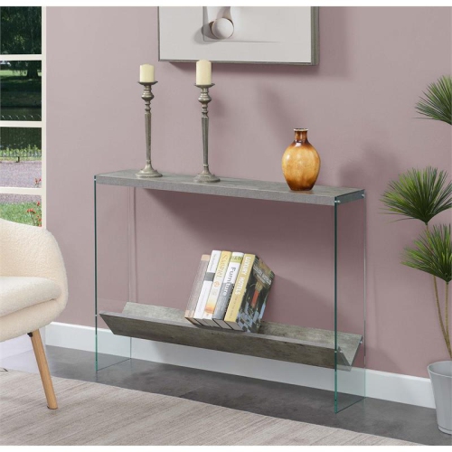 Convenience Concepts SoHo V Console Table with Shelf in Light Gray Wood Finish