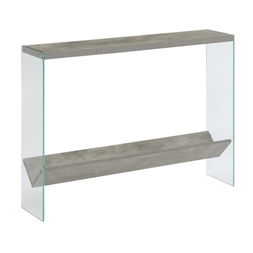 Convenience Concepts SoHo V Console Table with Shelf in Light Gray Wood Finish