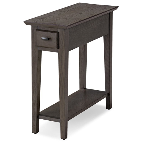 BOWERY  Hill Solid Wood 1 Drawer End Table In Smoke In Gray