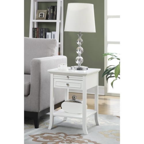 Pemberly Row End Table in White Wood Finish