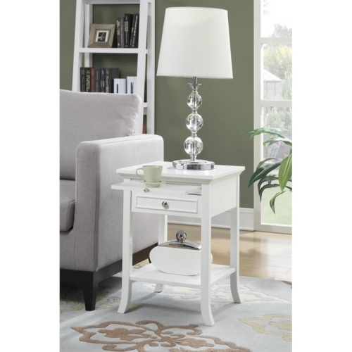 Pemberly Row End Table in White Wood Finish