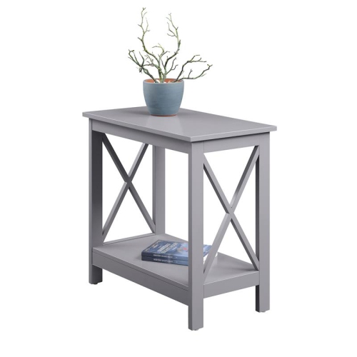 Convenience Concepts Oxford Chairside End Table with Shelf in Gray Wood Finish
