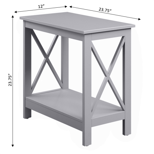 Convenience Concepts Oxford Chairside End Table with Shelf in Gray Wood Finish
