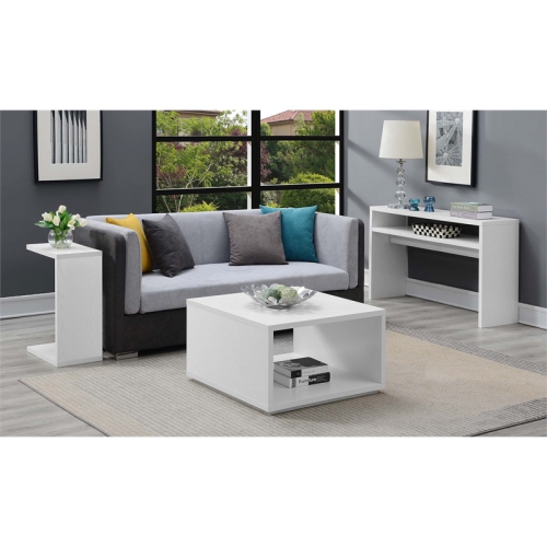 Convenience Concepts Northfield Admiral Square Coffee Table in White Wood Finish