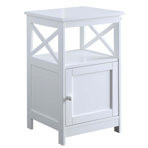 Convenience Concepts Oxford End Table with Cabinet in White Wood Finish